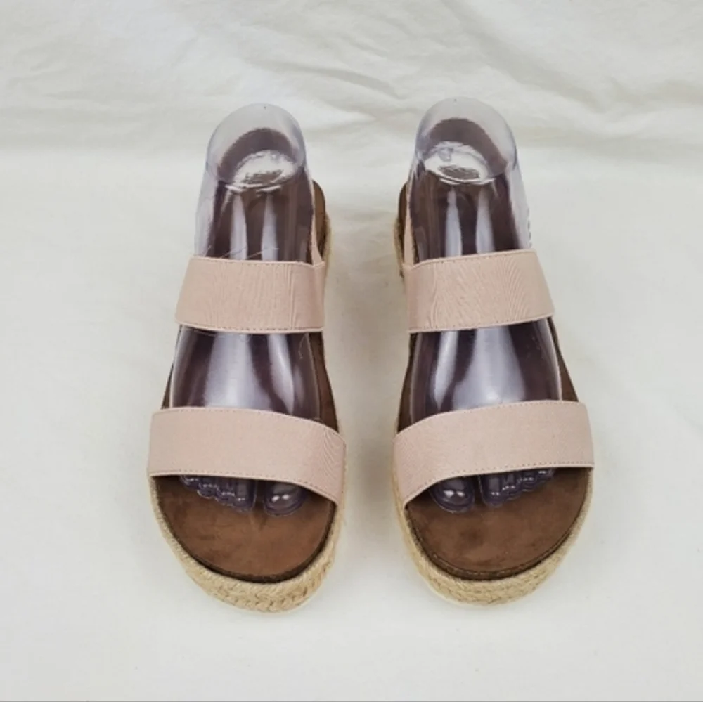 Madden Girl Cybell blush elastic espadrille wedge sandals